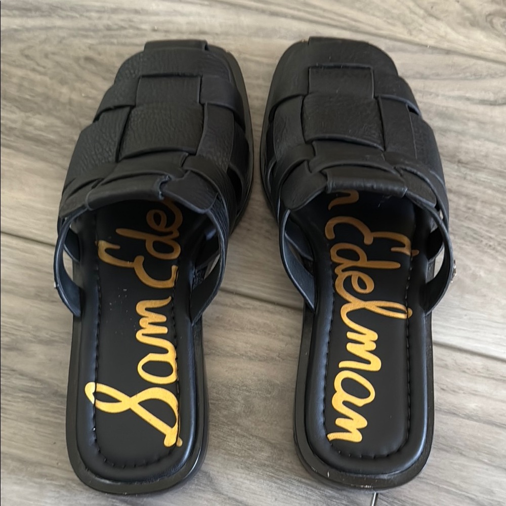 Sam Edelman Black Woven Slide Sandals